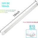 12V DC T8 Led Tube Light 18inch 7W 3000K Warm White,F15T8 Florescent Tube Replacement for Automotive RV Marine Boat (Pack of 6)