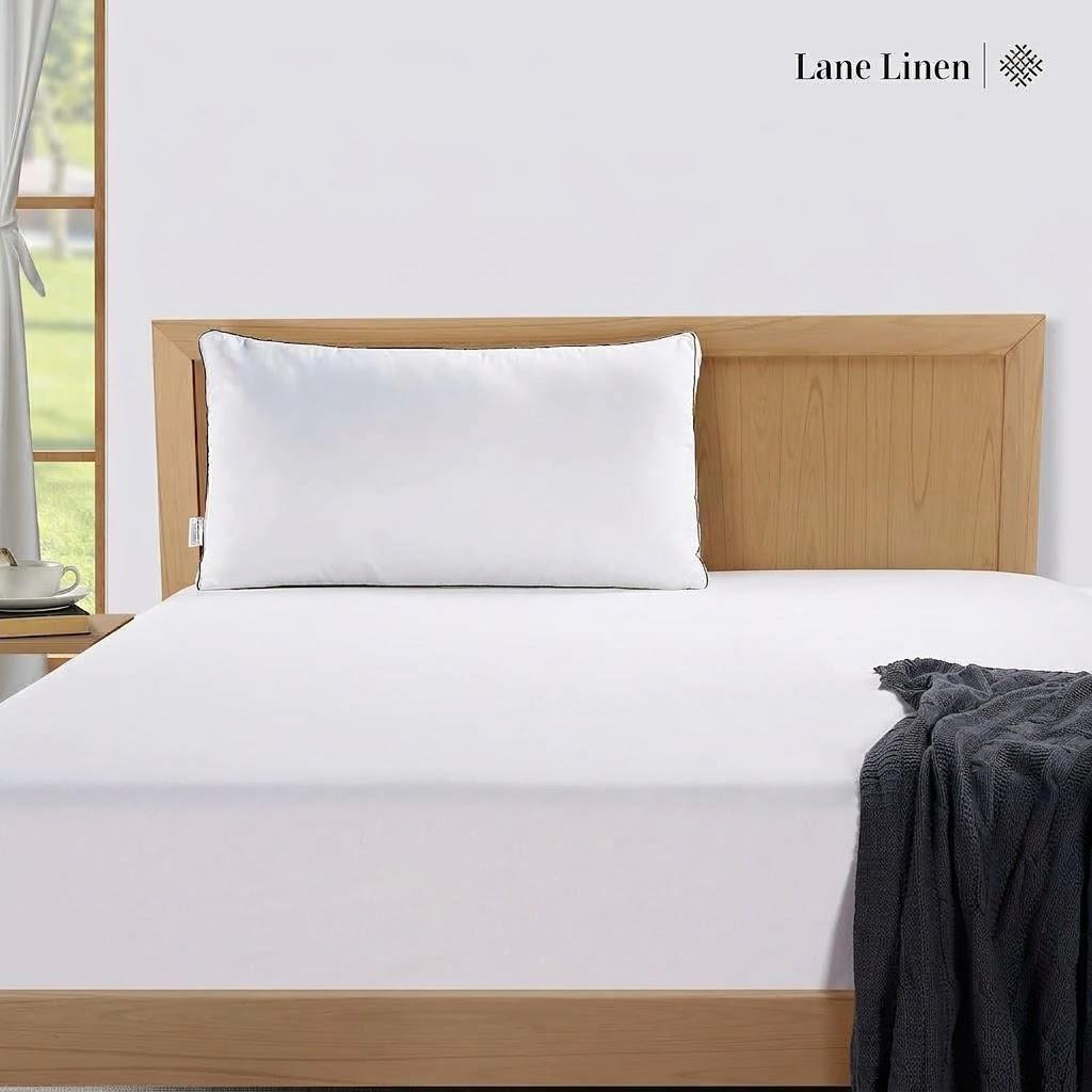 LANE LINEN Bed Pillows King Size Set of 1-20"x36" Medium Firm Down Alternative Pillows for Sleeping, Hotel Quality Back Stomach or Side Sleeper King Pillow 1 Pack, Cooling Soft Easy Care - White