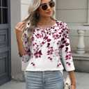 Zeagoo 3/4 Length Sleeve Women Tops Crew Neck Blouses Dressy Casual Summer T Shirts Loose Fit Business Work Clothes (M)