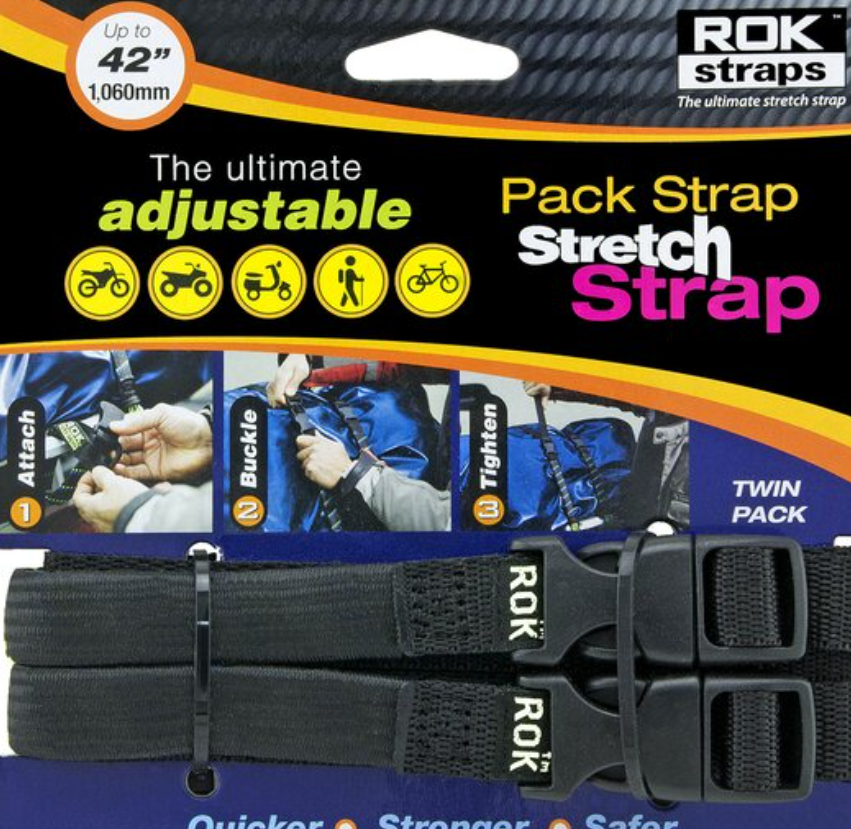 Pack Of 2 ROK Straps ROK10314 Black 12"  42" Pack Adjustable Stretch Strap