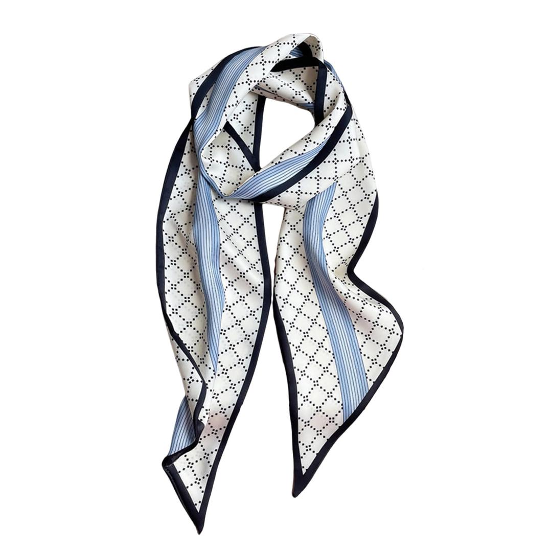 PLIPON Hair Scarf for Women Silky Satin Headscarf Neck Scarves for Handbag Accessory(Blue Stripe)
