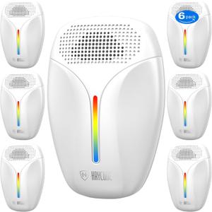 Upgraded Ultrasonic Repeller & Insect Indoor Repeller,Ultrasonic and Repellent for Roach,Rodent,Mouse,Bugs,Mosquito,Mice,Spider,Ant,3 Mode Switching,6 Packs