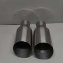 2.5 inch Inlet Exhaust Tip, 4" Outlet 9" Overall Length Stainless Steel Exhaust Tail Pipe, Weld-On, Rolled Edge, Slant Sleek Angle Cut, Polished Tailpipe, Silvery, 2Pcs