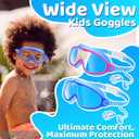 Vvinca Swim Goggles, Kids Goggles with Earplugs& Nose Clip Wide View Anti-Fog/UV Swimming Goggles for Age 3-15 Boys Girls
