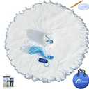 Drasry Saltwater American Fishing Cast Net 3/8inch Mesh Size for Bait Shrimp Trap Fish Heavy Duty Sinkers Throw Net 3FT/4FT/5FT/6FT/7FT/8FT/9FT/10FT Radius (White)