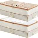 Under Bed Storage Containers, Stackable Beige Closet Organizers and Storage Bins, Lightweight Storage Bags with Clear Window for Bedroom, Dorm