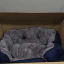 Bedsure Dog Beds for Small Dogs - Round Cat Beds for Indoor Cats, Washable Pet Bed for Puppy and Kitten with Slip-Resistant Bottom, 25 Inches, Navy