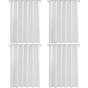 Nasitos Fabric Shower Curtain Liners 4 Pack - W72 x H72 - Washable & Water Resistant Cloth Shower Liner for Bathroom, Soft Hotel Quality, Standard Size (White, Include 8 Separate Magnets)