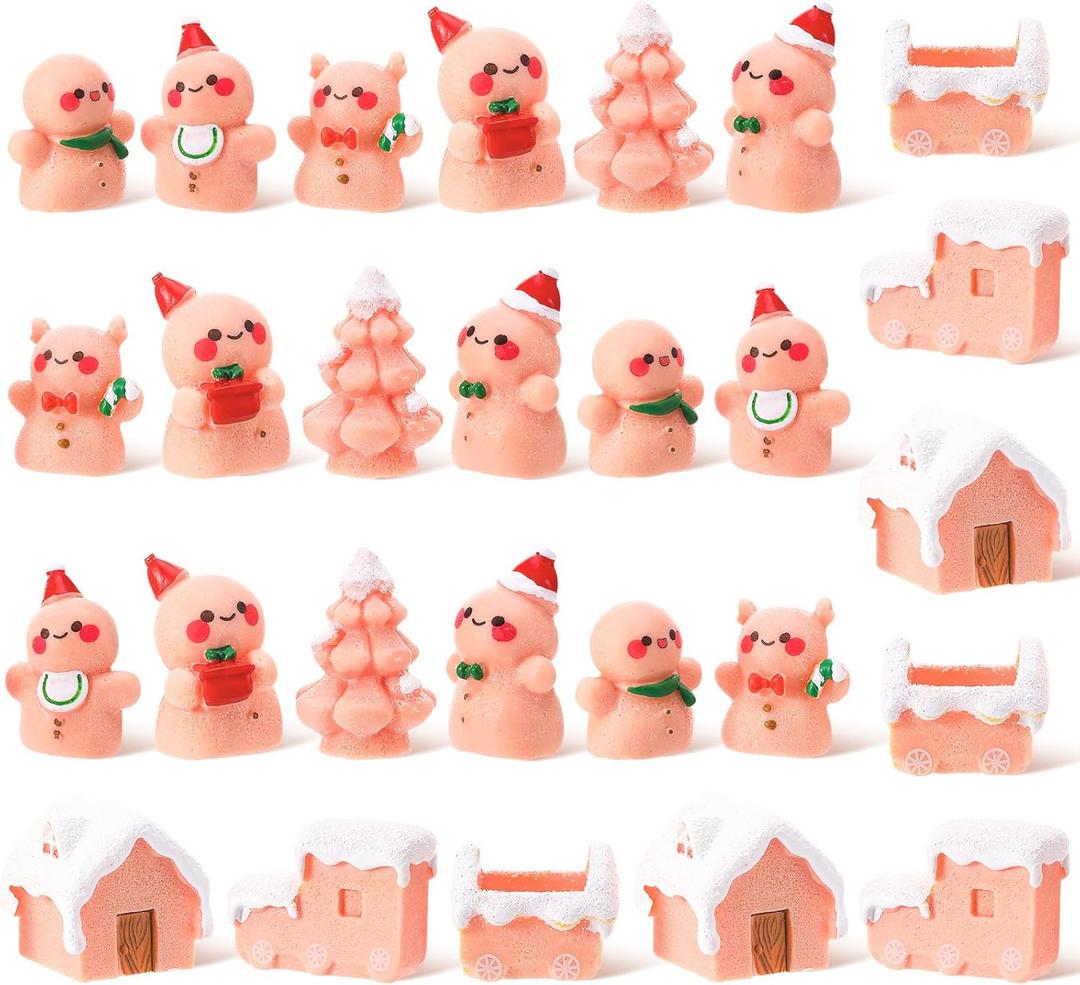36Pcs Mini Christmas Figures, Mini Resin Gingerbread Man, Christmas Miniature Figurines Ornaments for DIY Christmas Snow Globes, Village Landscape, Fairy Garden (9 Styles)