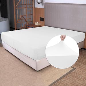 Soft Stretch King Size Fitted Sheet Only - Jersey Knit, 4-Way Stretchy Snug Fit, Wrinkle Free & Stay in Place, No More Slipping Off for Mattress, Soft & Comfortable - White, King