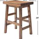 Alaterre Furniture Durango Solid Wood Rustic Single Bar Stool, Natural, 26” | Backless Bar Stools with Saddle Seats, Counter Height Barstool for Kitchen Island, Dining Room Seating, and Home Bar