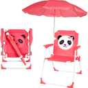 PLULON Kids Beach Chair with Umbrella - Folding Lawn & Camping Chair with Summer Shade for Beach, Pool, Travel & Outdoor (for 1-5 Years Old) (Red)
