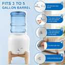 FillTouch Ceramic Water Dispenser Crock Water Dispenser with Wood Stand 304 Stainless Steel Faucet, Valve and Lid for 3 to 5 Gallon Jugs Porcelain Cooler Home Office Indoor Outdoor (White)