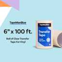 TapeManBlue Clear Transfer Tape for Vinyl - 6 inch Roll, Made in USA, Vinyl Transfer Tape with Medium to High Tack Adhesive for Crafts, Decals & Stickers (6 inch x 100 feet)