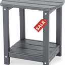 Adirondack Square Outdoor Side Table,2-Tier Storage Patio Side Table, HDPE End Tables for Backyard Pool Porch Garden Lawn, a:Oval 2-Tier