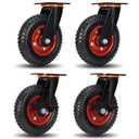 8"x2" Heavy Duty Casters Set of 4, 3600LBS Capacity Solid Rubber Wheels(Knobby Tread), Workbench, Dolly, Cart, Trolley, Wagon, Toolbox & Chicken Coop (2 Brake &2 Swivel)