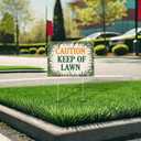 Set of 3 Double Sided 12x8 Inches Plastic Sign With H-Stakes "Caution Keep of Lawn" - Keep Grass Stay Treated Lawn - No Pets on Chemically Treated Yard - Please Do Not Spray Wildlife Habitat