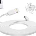Smays 50 ft Extension Cable for WYZE Cam Pan v3 Outdoor Camera, Long Micro USB Power Adapter Cord, 90-Degree White