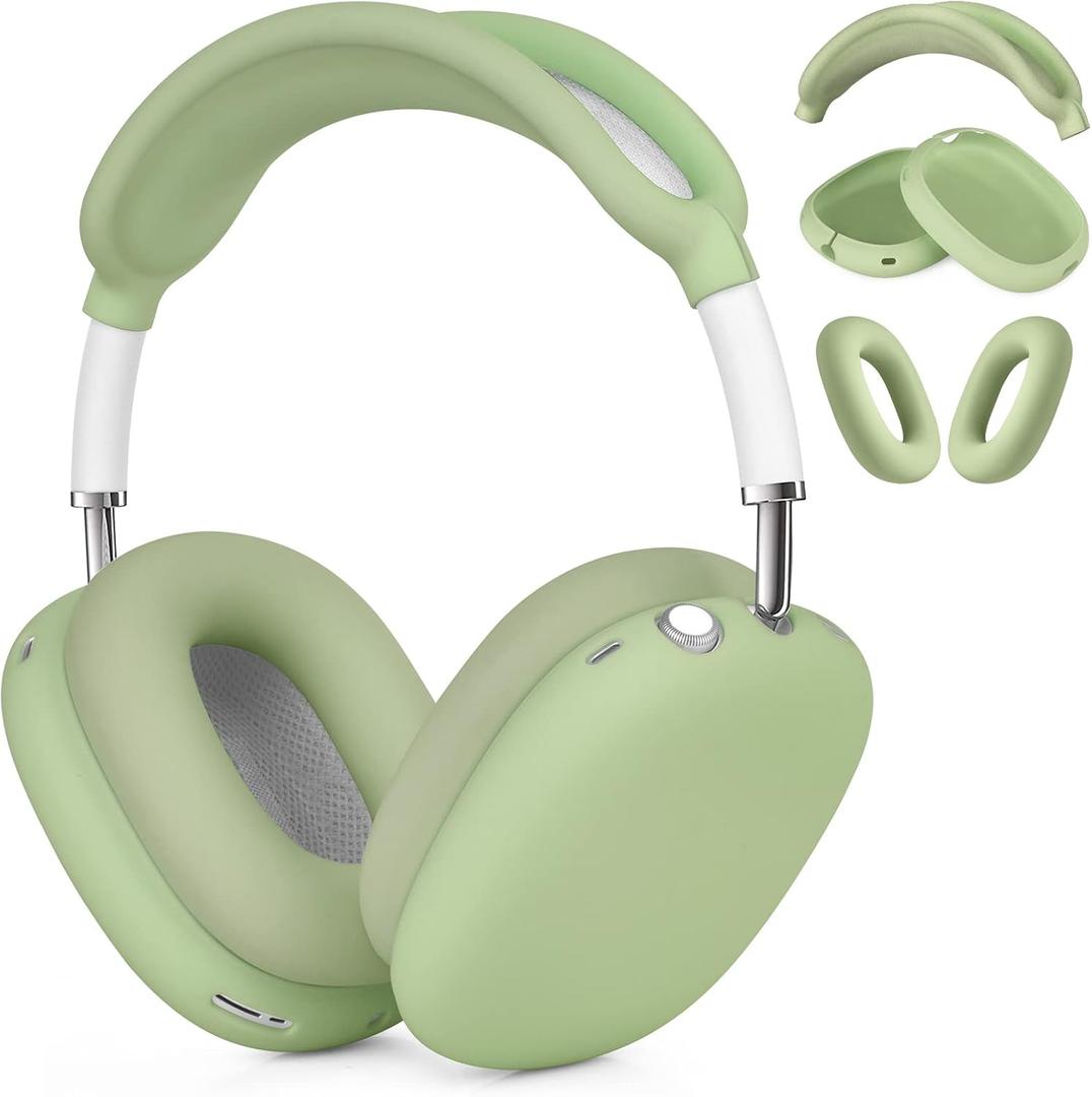 FILOTO Case for Airpods Max Headphones, Ear Pad Case Cover/Ear Cups Cover/Headband Cover for AirPods Max (USB-C/Lightning)(2024/2020), Silicone Accessories Cases (Cactus Green)