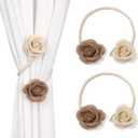 SUQ I OME Curtain Ropes Tiebacks, 2 Pack Boho Farmhouse Curtain Holdbacks for Thin Window Draperies (Large)