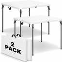 34" Square Folding Table for 4 Person, 330lbs Weight Capacity Foldable Table with HDPE Tabletop & Heavy-Duty Steel Legs, Large Portable Picnic Table for Indoor Outdoor Parties, Camping, White, 2 Pack