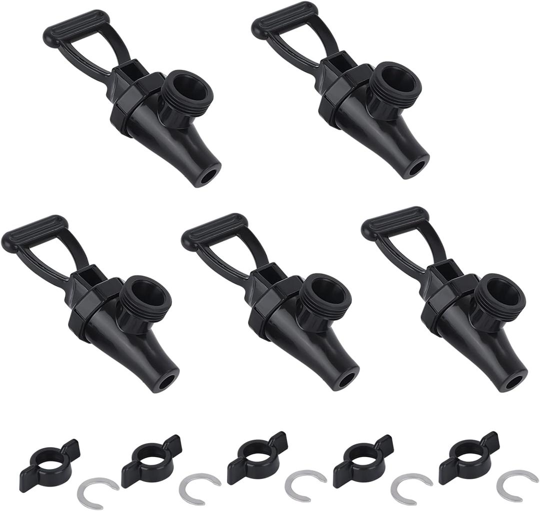 03260.0002 Faucet Kit for Tea Dispenser, Replacement Spigot for Beverage Dispenser (5 Pack Set, Include 5 Wing Nut and 5 C-Ring)