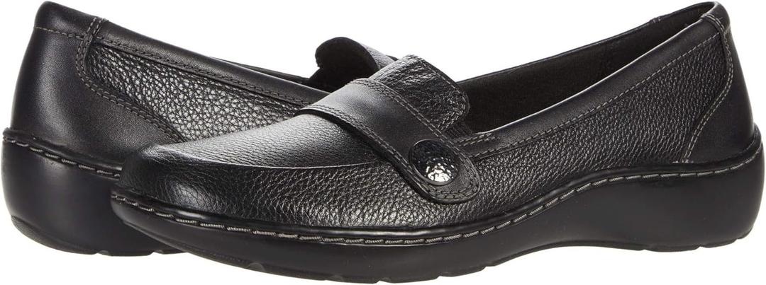 Clarks Women's Cora Daisy Loafers (6.5, Black Tumbled)