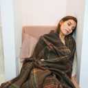 YOUR MOON 100% Pure Merino Wool Queen Size, Australian Organic Natural Wool Blanket, Hypoallergenic Wool Blanket for Bed, Medium Weight (Plaid Brown, 90 * 90)