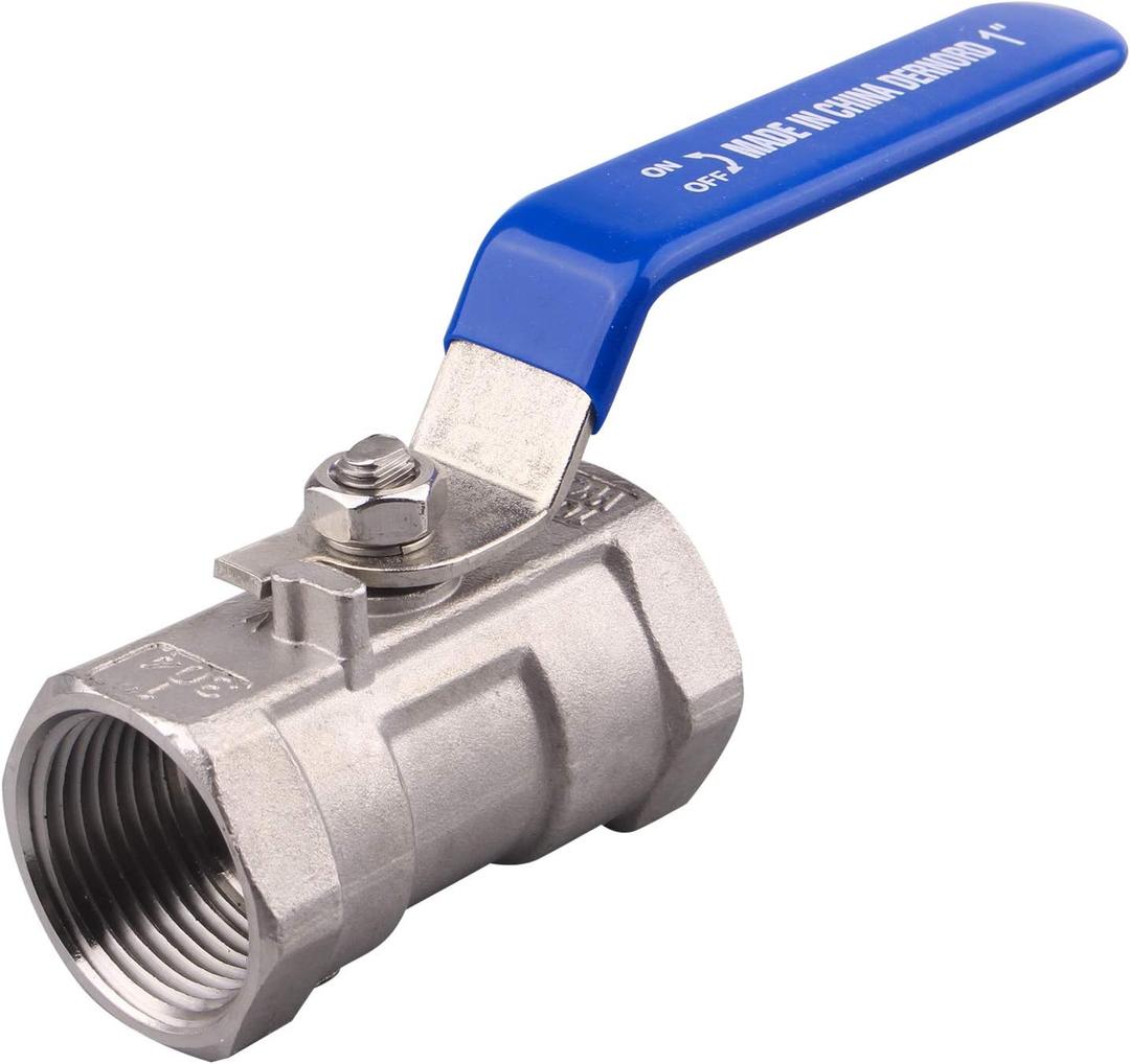 DERNORD Stainless Steel Ball Valve 1PC Type 1 Inch NPT Standard Port for Water, Oil, and Gas (1 Inch Ball Valve)