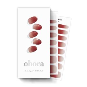 ohora Semi Cured Gel Nail Strips (N Fig Jam) - Pink, Ombre, Works with Any UV/LED Lamps, Salon-Quality, Long Lasting, Easy to Apply & Remove - Includes 2 Prep Pads, Nail File & Wooden Stick