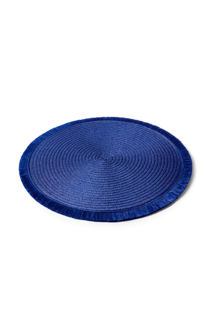 NDO 4 PK FRINGE PLACEMAT BLUE