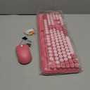 Wireless Keyboard and Mouse Combo, Cute Full-Size Typewriter-Style Keyboard, Retro Round Keycaps, Phone/Tablet Holder, 3-Level DPI Mouse, 2.4GHz Cordless for Mac Windows PC Laptop, Trueque CK13, Rose