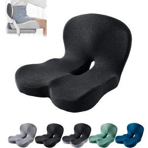 MAOILY Back and Seat Cushion, Car Seat Cushion, Soothe+ Cushion, Pressure Relief, Non-Slip Belt Backrest, Ergonomic Memory Foam Backrest (Black)