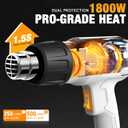 Heat Gun - BATAVIA Dual Protection Fuses 1800W Heavy Duty Fast Heat Hot Air Gun with 752&1112 Dual-Temperature Settings and 4 Nozzles with Overheat Protection for Crafts, Vinyl Wrap, Shrink Tubing
