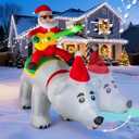 7 X 7.6 FT Christmas Inflatables Santa Clause Riding Bear with Shaking Head and Music, Outdoor Decorations Blow Up Yard Decor with LED Lights for Xmas Holiday Party Indoor Garden Lawn Dcor