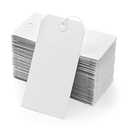 White Shipping Tags with Elastic String - Coideal 60 Pcs Blank Paper Hang Tags Attached Reinforced Hole Strung Cardstock for Labeling Price Inventory Luggage 4 3/4" x 2 3/8"