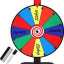 12-Inch Color Prize Wheel, 12 Slot Editable Spinning Wheel with Dry Erase Board & Marker for Parties, Carnivals, Tradeshow Booths, Classroom Games