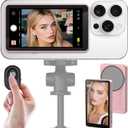 Henrety Wireless Vlog Selfie Monitor Screen for iPhone & Android, Bluetooth Remote, 180 Flip, Magnetic Stand, Wide Screen Mode, Rear Camera Live View for TikTok & YouTube (Pink)