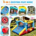 Bounce House, 6-in-1 Play Mode Inflatable Bounce House for Kids, High Elasticity Bouncy House with 480W Blower, Bouncy Castle with Wide Slide for Christmas, Birthday Parties