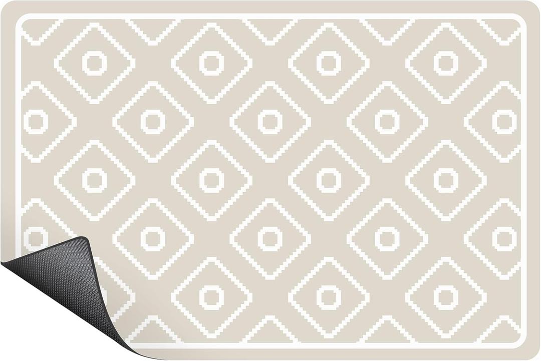 SUEH DESIGN Dish Drying Mat, Absorbent Coffee Mat 19.6 x 11.8 in Quick Dry Drying Mats Large Coffee Mat for Coffee Bar Kitchen Countertop, Khaki