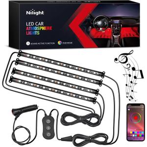 Nilight Car Interior Lights with APP Control 16 Million RGB Colors Strip Lights with Music Sync Mode and Multiple Scene Options for Cars Trucks SUVs