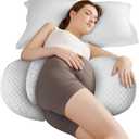 Pregnancy Pillow for Sleeping, Maternity Pillow for Pregnant Women, Cooling Pregnancy Pillow, Pregnancy Wedge Support for Back, Belly, Portable and Adjustable Body Pillow for Side Sleeper, Grey