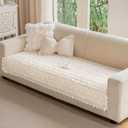 Couch Cover Washable, Sofa Covers for Pet, Sofa Slipcover with Rose-Pattern, Couches Protector for Dog (Beige 35.5"X80")