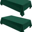 2 Pack Green Christmas Tablecloth - 60 x 84 Inch Rectangle, Waterproof & Wrinkle Resistant Polyester Table Cover for Dining Table, Buffet Parties, Camping