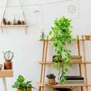 LOYWREE Small Fake Hanging Plant Artificial Potted Plants for Indoor Outdoor Aesthetic - 39in Realistic Faux Hanging Pothos with Ivy Vine for Shelf Decor in Home Office Gardens Greenery (Black Pot)