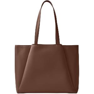 Work Tote Bags for Women 15.6 Inch - Laptop Tote Bag with Zip Compartments - Large PU Leather Office Purse Computer Briefcase (Choc)