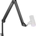 InnoGear Mic Boom Arm, Microphone Stand with Cable Management Channels Height Riser for Blue Yeti FIFINE AM8 K669B HyperX QuadCast S SoloCast AT2020 Shure SM7B MV7 and Other Mics (Black)