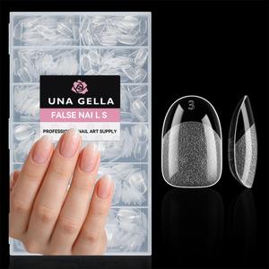 UNA GELLA Oval Round Nail Tips Half Matte 504pcs Short Oval Round Gel Nail Tips Easily Nail Extension for False Fake Acrylic Press On Nails, 12 Sizes Short Gelly Tips