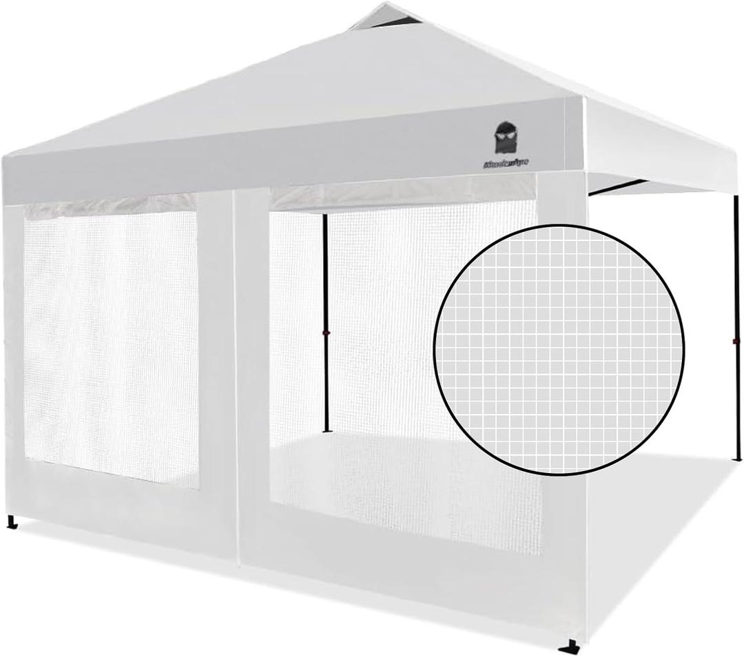 Mesh Sidewall for 10x10 Pop Up Canopy - Straight Leg, Commercial Grade White Mesh Walls with Window and Door, 1 Pack Canopy Sidewall Only, White