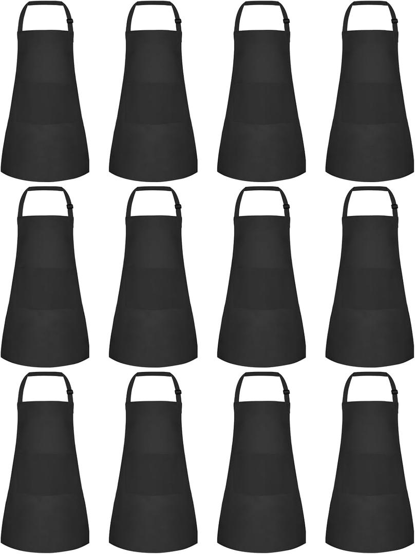 Morcheiong 12 Pack Adjustable Kids Apron Bulk with 2 Pockets Toddler Apron Kids Painting Aprons for Baking Painting